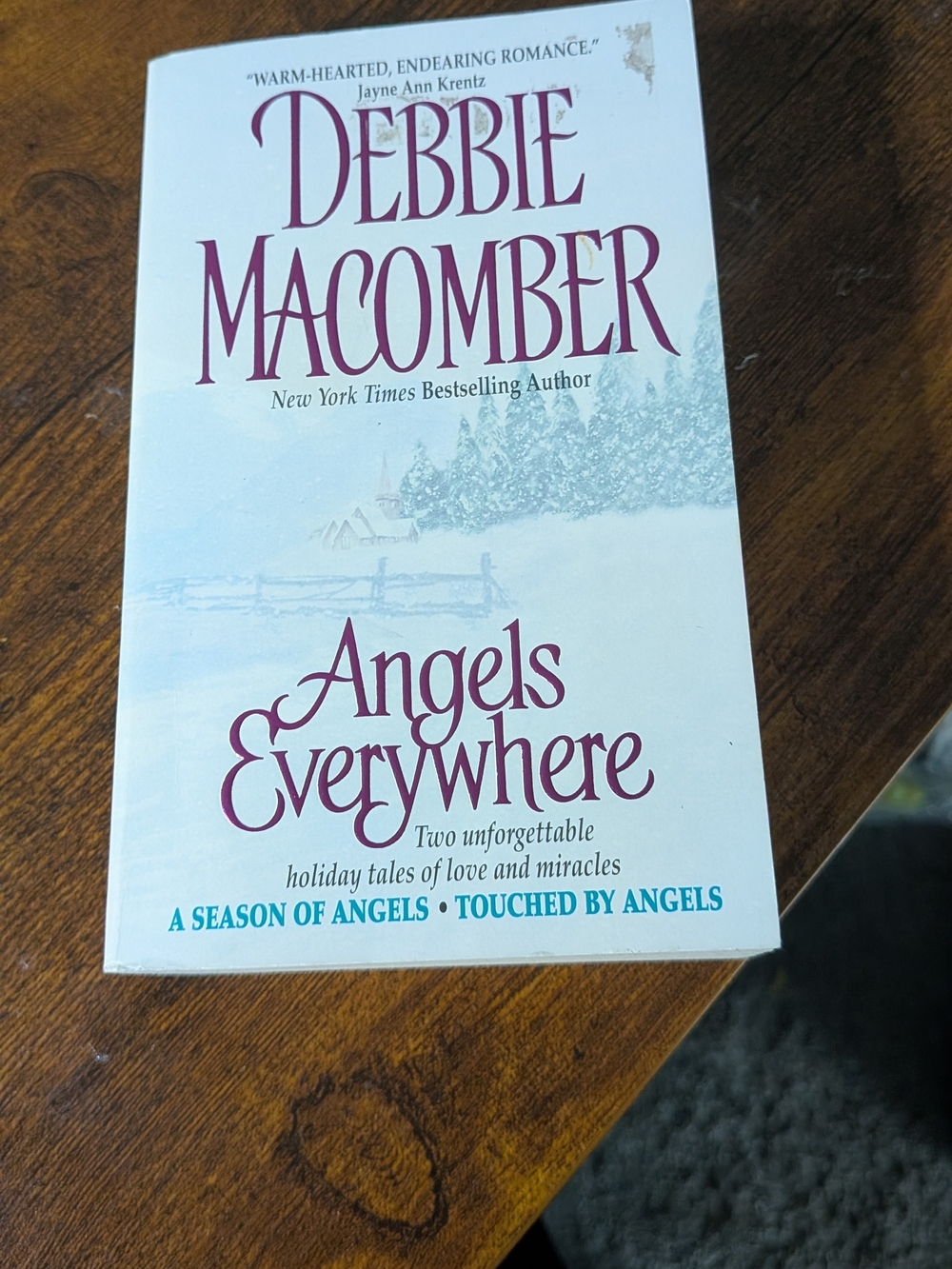 Debbie Macomber Angels Everywhere Paperback Book - White Cover with Maroon Text